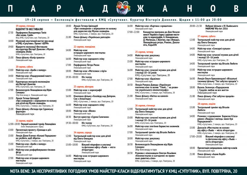 Фото 2: З 19 по 28 серпня на Левандівці відбудеться Фестиваль Параджанова