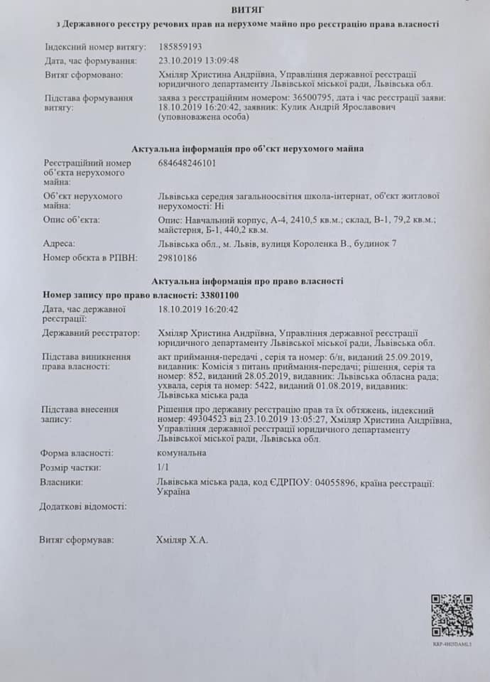 Фото 1: За приміщеннями на вул. Короленка, 7 зареєстрували право власності територіальної громади Львова