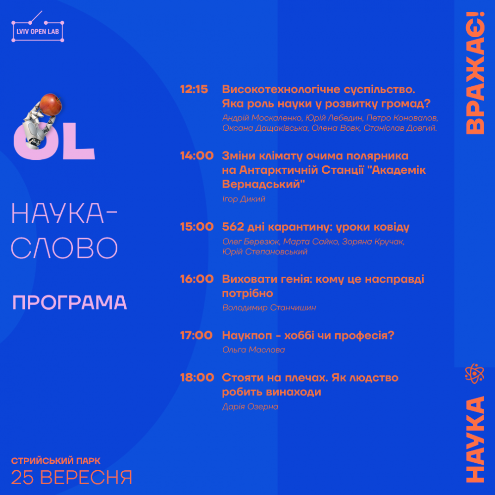 Фото 1: Завтра у Стрийському парку відбудеться Науковий фестиваль OL. Програма дня
