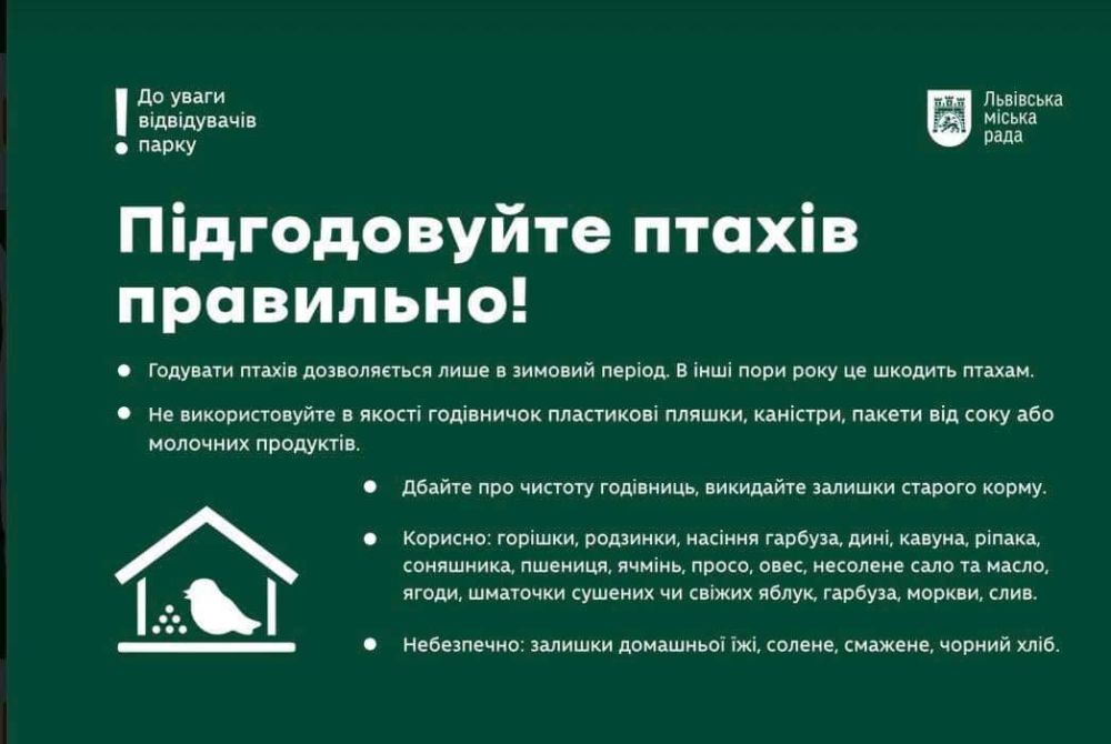 Фото 1: У міських парках та скверах для птахів встановлюють годівнички нового формату