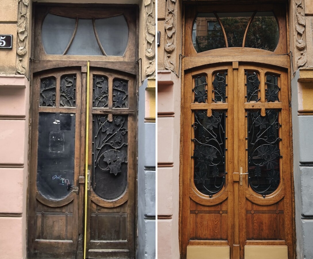 Фото 1: У&nbsp;Львові відреставрували сецесійну браму з&nbsp;каштановим орнаментом