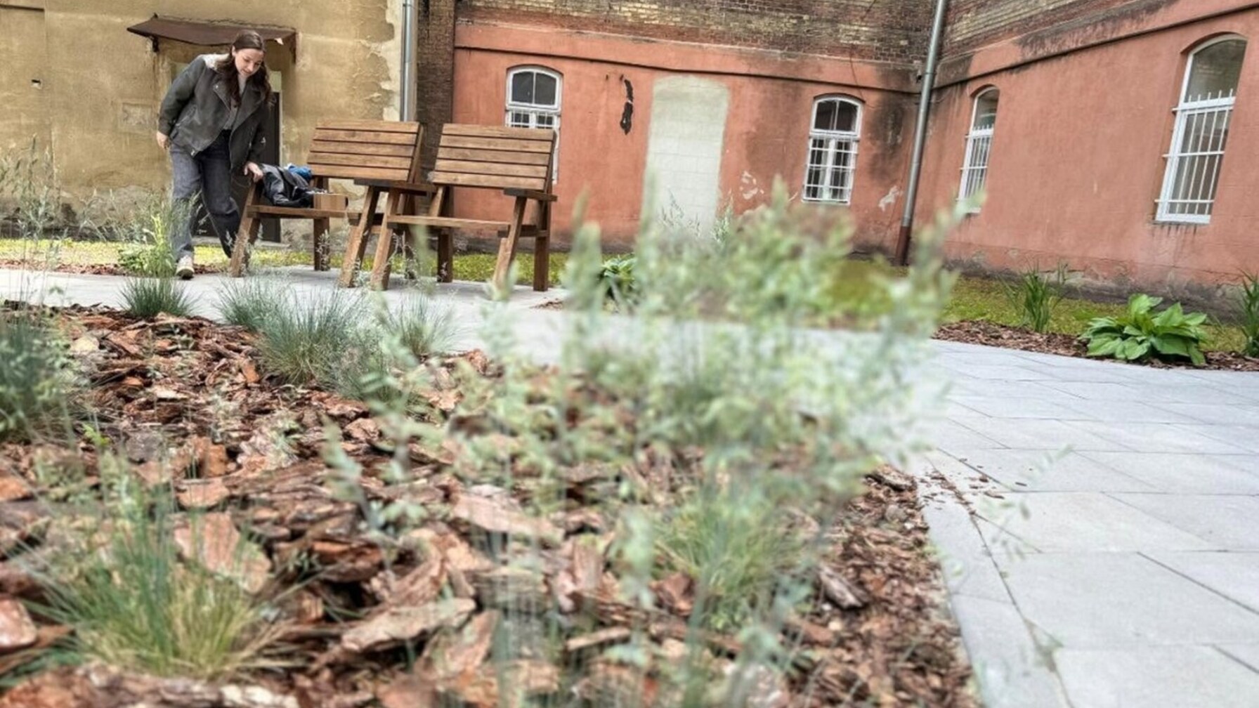 Львівські підлітки облаштували простір відпочинку з дощовим садом біля міської лікарні