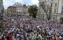 Фото 7: Марш єдності у Львові розпочався Державним Гімном України