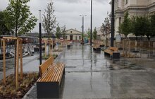 Фото 18: Триває завершальний етап реконструкції пл. Двірцевої: облаштовують сквер та фонтан