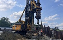 Фото 3: Перші буронабивні палі нового шляхопроводу на вул. Шевченка — Ковча вже влаштували: робота триває