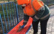 Фото 52: Комунальні служби дезінфікують місто: миють вулиці, тротуари, зупинки транспорту, сходові клітки будинків