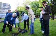 Фото 1: У Замарстинівському сквері висадили перше символічне дерево, ознаменувавши старт його реконструкції