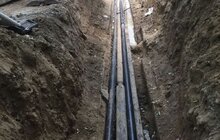 Фото 1: На вул. Медової Печери триває реконструкція теплової мережі