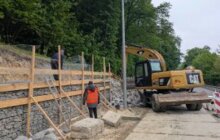 Фото 5: На в’їзді до Львова укріплюють схил: габіонна підпірна стінка вже готова на 40%