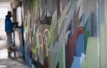 Фото 2: Українські художники розмальовують один із підземних переходів Львова у стилі твору Станіслава Лема