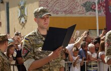 Фото 24: Урочистий ритуал складання Військової присяги студентами цивільних вищих навчальних закладів, які навчалися за програмою підготовки офіцерів запасу 