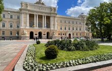 Фото 8: Клумбу перед головним корпусом ЛНУ ім. І.Франка засадили рослинами, що утворять квітучий килим: цього року висадили 1500 алісумів