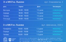 Фото 4: Графік роботи центрів вакцинації впродовж цього тижня