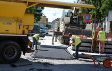 Фото 14: На перехресті вул. Личаківська-Мечникова розпочали встановлювати трамвайні плити