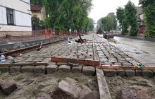 Фото 5: Ремонт вул. Замарстинівської: триває монтаж трамвайних рейок, облаштування хідників, заміна колектора