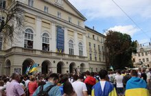 Фото 13: Марш єдності у Львові розпочався Державним Гімном України