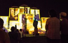 Фото 8: На фасаді Храму Різдва Пресвятої Богородиці у Львові під час відеомапінгу показали обличчя осіб, які творили Незалежність України