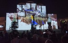 Фото 12: На фасаді Храму Різдва Пресвятої Богородиці у Львові під час відеомапінгу показали обличчя осіб, які творили Незалежність України