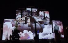 Фото 17: На фасаді Храму Різдва Пресвятої Богородиці у Львові під час відеомапінгу показали обличчя осіб, які творили Незалежність України