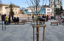 Фото 5: На розі вулиць Чупринки-Бандери вже встановили вуличні меблі та висадили дерева