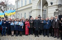 Фото 10: Сьогодні на площі Ринок у Львові спільно заспівали Гімн України