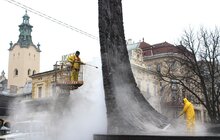 Фото 6: У Львові почистили площу біля пам’ятника Шевченку та сам монумент (Фоторепортаж)