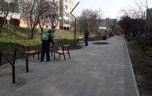 Фото 21: Комунальні служби дезінфікують місто: миють вулиці, тротуари, зупинки транспорту, сходові клітки будинків