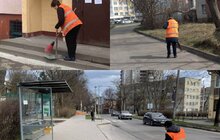 Фото 2: Цьогоріч пішохідне огородження у Львові фарбують у сірий колір: у всіх районах міста триває весняне прибирання