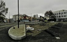 Фото 10: Реконструкція пл. Двірцевої: розпочато монтаж трамвайної контактної мережі