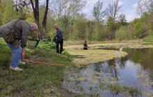 Фото 1: 15 кубічних метрів водних рослин та намулу: у парку «Знесіння» чистять ставок