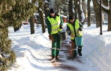 Фото 6: У парку «700-річчя Львова» продовжують посипати доріжки кавовою гущею для боротьби з ожеледицею