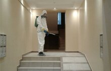 Фото 9: Комунальні служби дезінфікують місто: миють вулиці, тротуари, зупинки транспорту, сходові клітки будинків