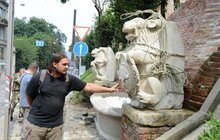 Фото 4: На «Криниці з левами» встановили відреставровані скульптури левів і запустили фонтан