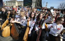 Фото 1: У центрі Львова 407 бандуристів одночасно виконали твори на поезію Тараса Шевченка