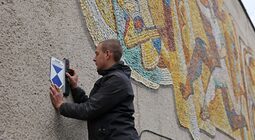 У Львові цінну мозаїку ознаковують міжнародним охоронним знаком «Блакитний щит» (відео)