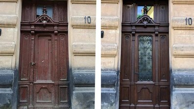 Фото: Дерев’яну браму на вул. Рутковича, 10 відреставрували у співфінансуванні між містом і мешканцями: це вже друга брама відреставрована на цій вулиці
