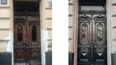 Фото: У будинку на вул. Грушевського відновили дубову браму