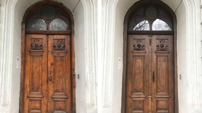 Фото: Відновлено дерев’яну браму в будинку на вул. Крушельницької, 25