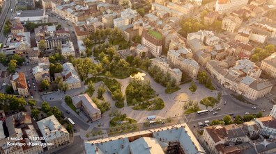 візуалізація скверу на території колишнього ринку «Добробут».