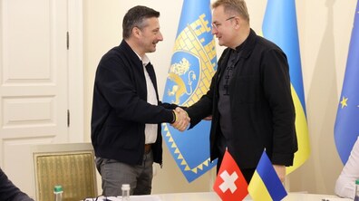 Міський голова Львова Андрій Садовий та Делегат Федеральної ради Швейцарії з питань України Жак Гербер