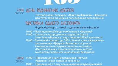 Фото: «Дім Франка» святкуватиме 163-й день народження Каменяра