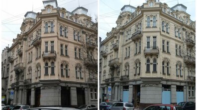 Фото: У будинку на вул. Саксаганського, 11 замінили дерев’яні вітрини на пластикові і пошкодили фасад: у мерії готують звернення в поліцію