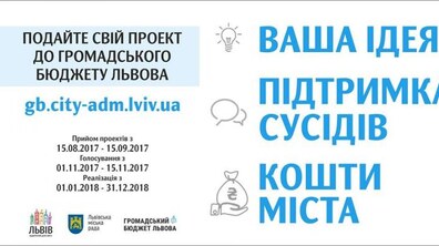 Фото: З 15 серпня до 15 вересня можна подати проекти на Громадський бюджет Львова 2018 року