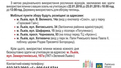 Фото: Від мешканців впродовж чотирьох днів прийматимуть використані ялинки на утилізацію: пункти збору