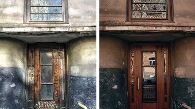 Фото: У Львові реставратори відновили дерев’яні двері у будинку на вулиці Вітовського