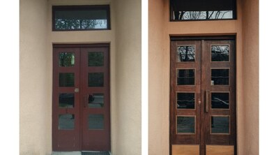 Фото: У модерністичному будинку неподалік коледжу ім. І. Труша відреставрували історичні двері