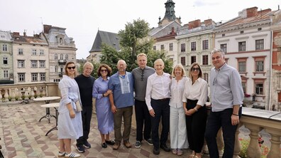 міський голова Львова Андрій Садовий з делегацією Фундації Українського католицького університету у США та американськими благодійниками, які підтримують розвиток УКУ.