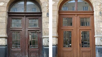 Фото: Дерев’яну браму на вул. Рутковича, 8 відреставрували у співфінансуванні між містом і мешканцями: вартість робіт 70 тис. грн.